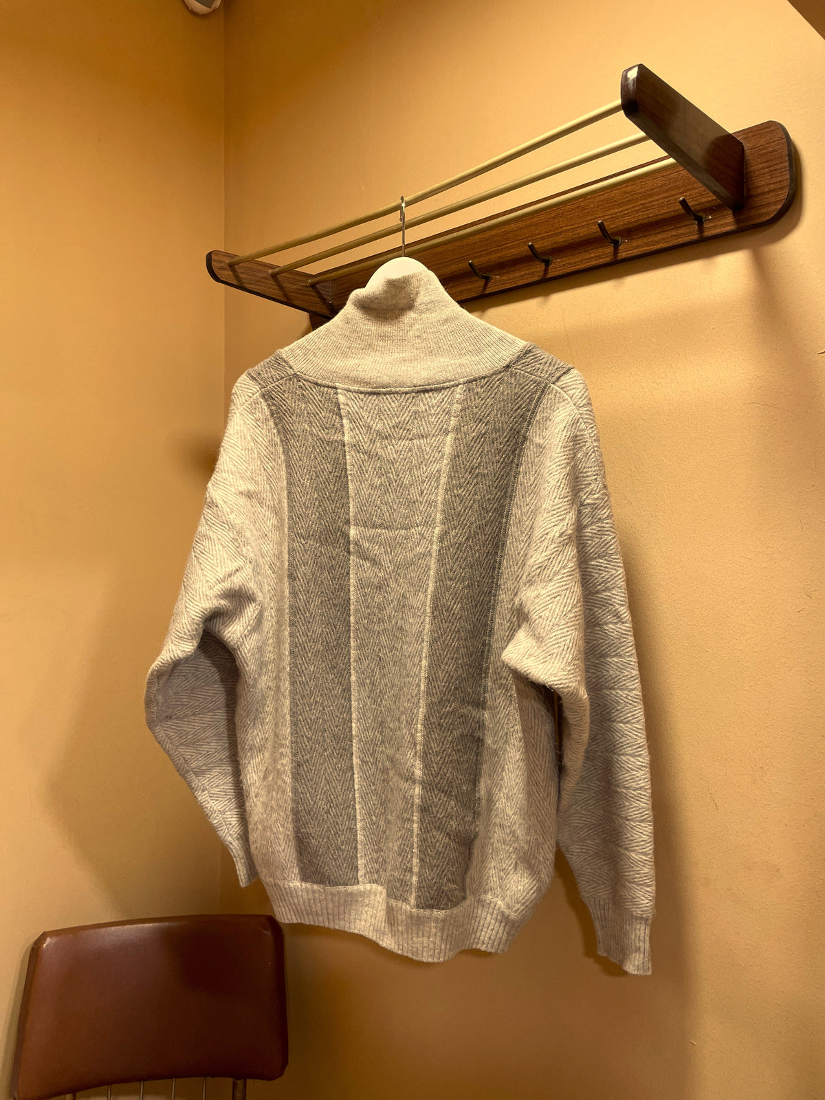 UNIQUE ITEM: Vintage, Πλεκτή Ανδρική Μπλούζα / Πουλόβερ BLACK LABEL σε Μπεζ-Καφέ χρώμα (M/L-52)