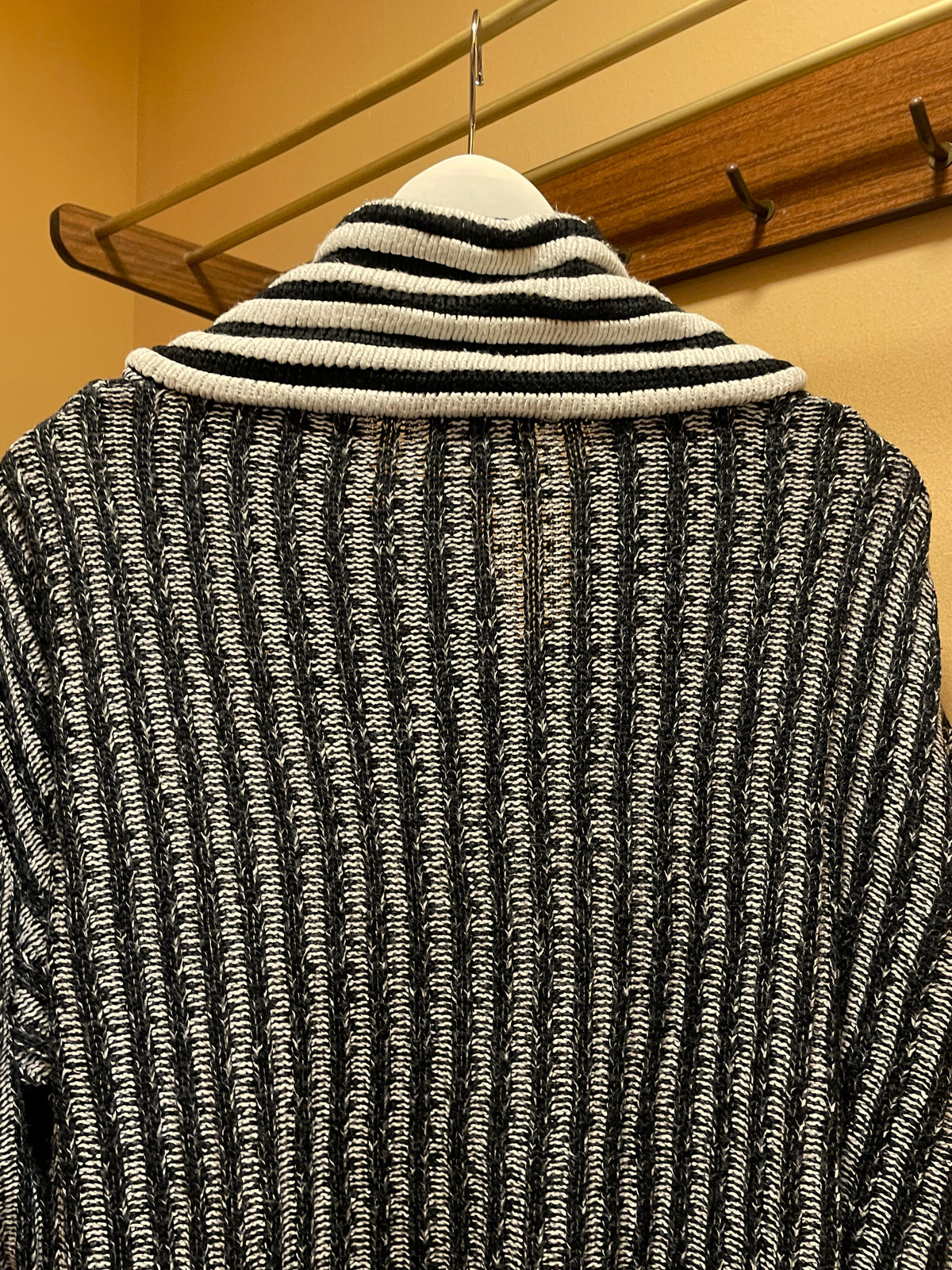 Vintage, Woolen Blended Πλεκτή Ανδρική Μπλούζα / Πουλόβερ LECCO'S σε Ασπρόμαυρο χρώμα (Άνετο XL)
