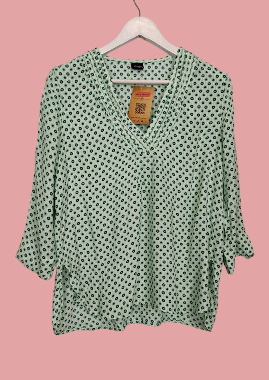 Εμπριμέ Γυναικεία Μπλούζα S.OLIVER σε Παλ Πράσινο χρώμα (Medium)