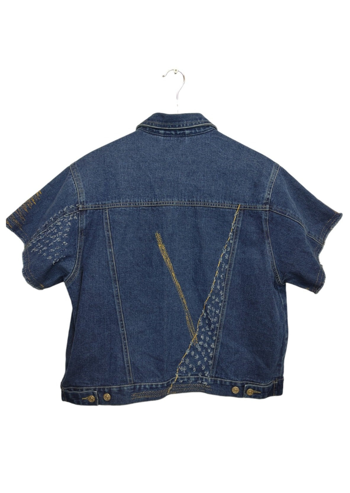 Vintage, Κοντομάνικο, Γυναικείο Τζιν Τζάκετ σε Μπλε Denim (Large)