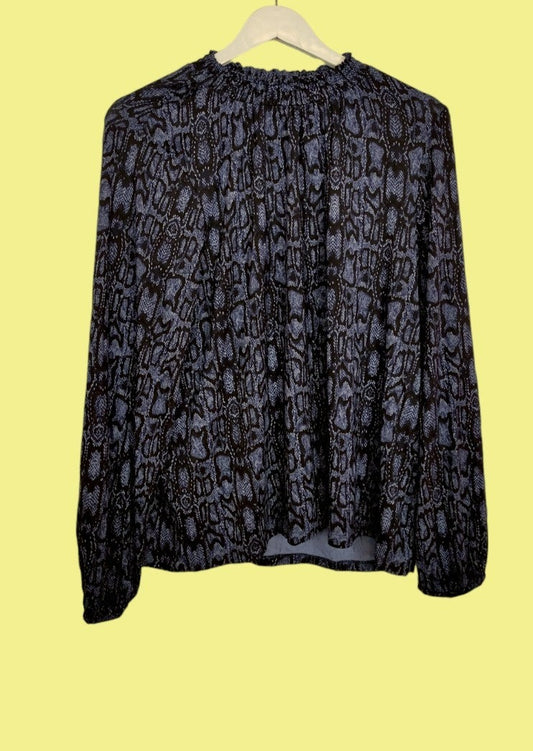 Animal Print Γυναικεία Μπλούζα M&S COLLECTION σε Σιέλ-Μαύρο Χρώμα (Large)