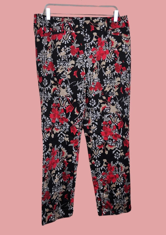 Stock, Εμπριμέ Γυναικείο Παντελόνι GERRY WEBER σε Μαύρο-Κόκκινο χρώμα (Large)