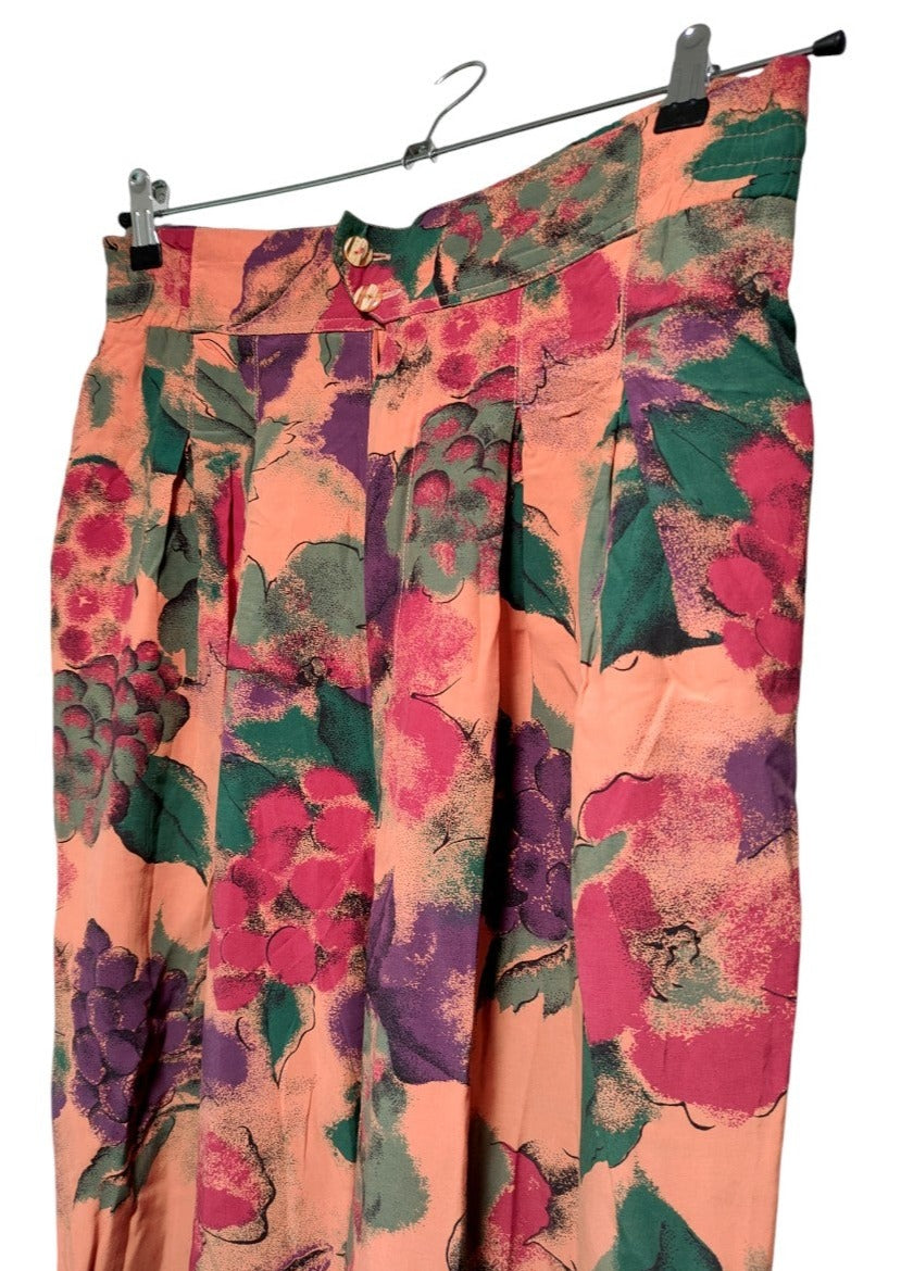 Vintage, Εμπριμέ Γυναικείο Παντελόνι COOL σε Ροδακινί Χρώμα (Large)