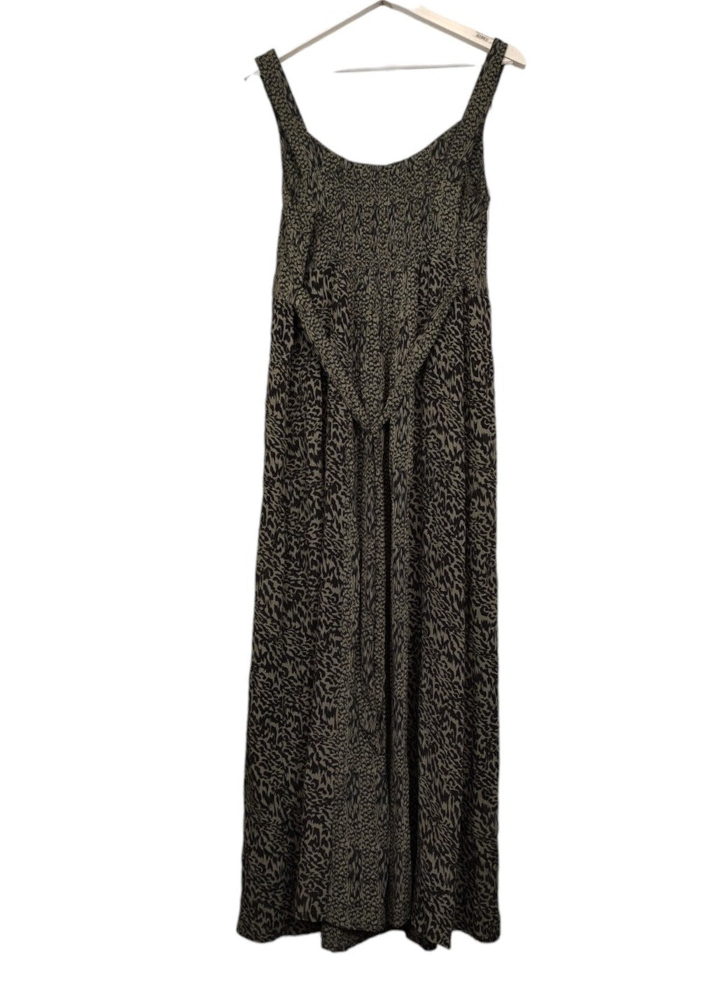 Animal Print, Maxi Φόρεμα από Βισκόζη AUTHENTIC σε Χακί-Μαύρο χρώμα (Large)