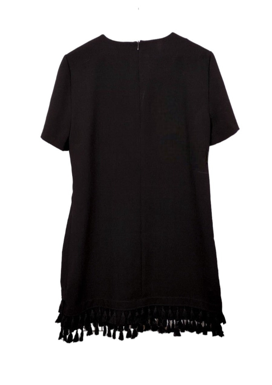 Κοντομάνικο Φόρεμα ZARA με Κρόσσια σε Μαύρο χρώμα (Large)