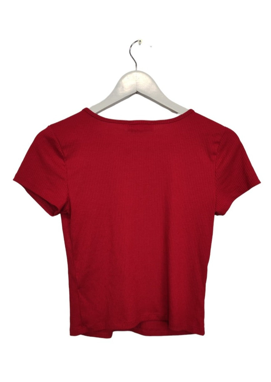 Γυναικείο Ριπ Μπλουζάκι HOLLISTER σε Κόκκινο χρώμα (Small)