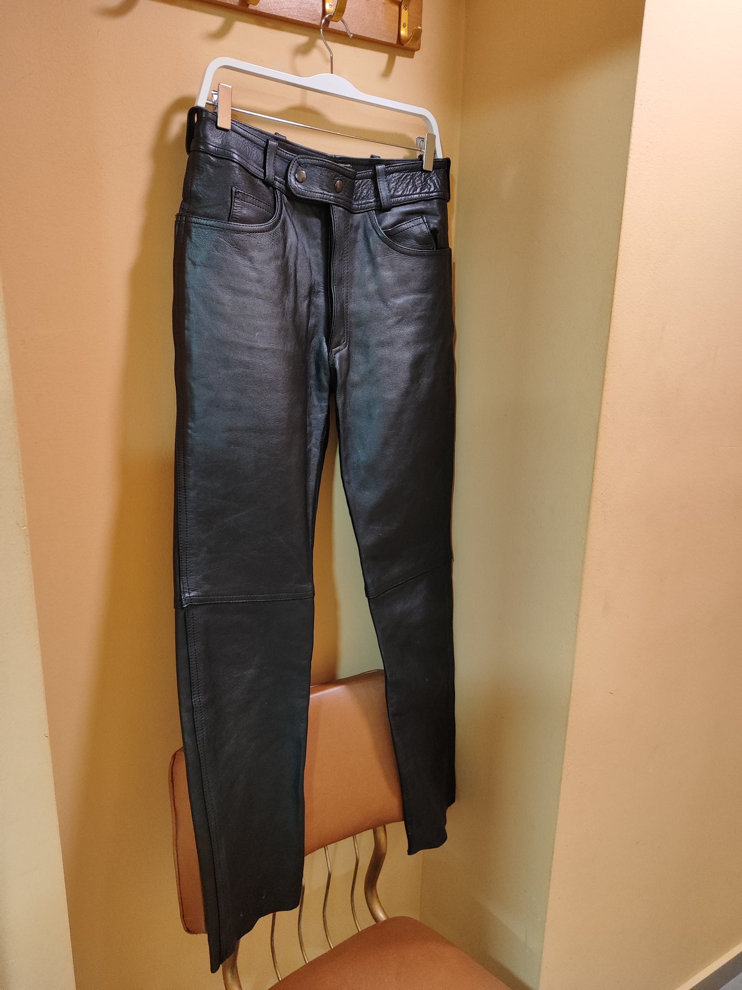Vintage, Δερμάτινο Γυναικείο Παντελόνι σε Μαύρο χρώμα (Medium)