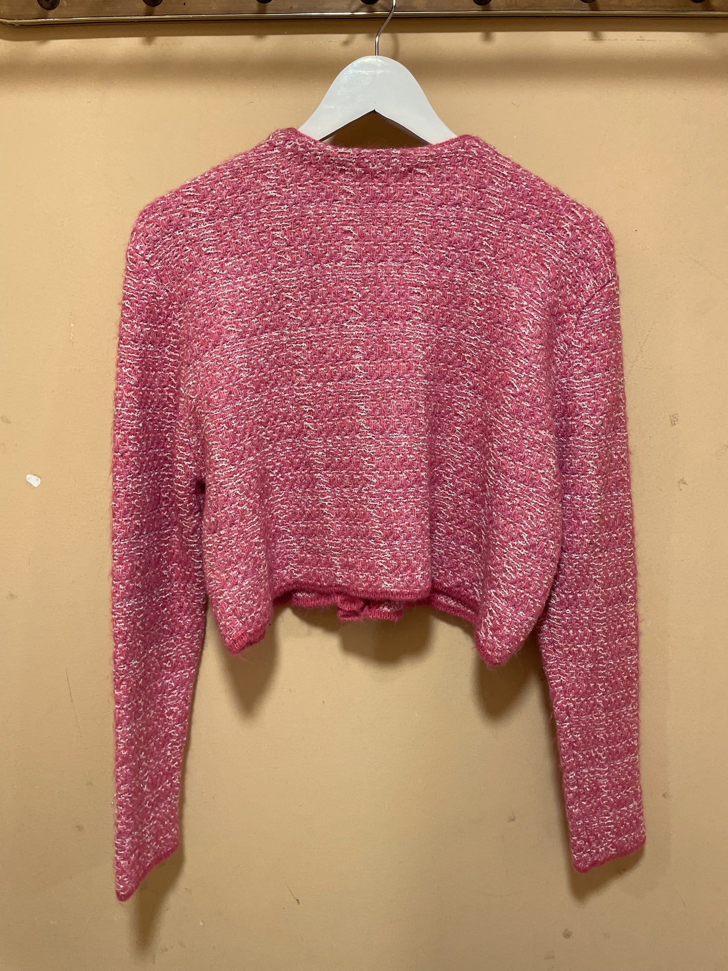 Lurex, Πλεκτή Γυναικεία Ζακέτα ZARA σε Ροζ χρώμα (M/L)