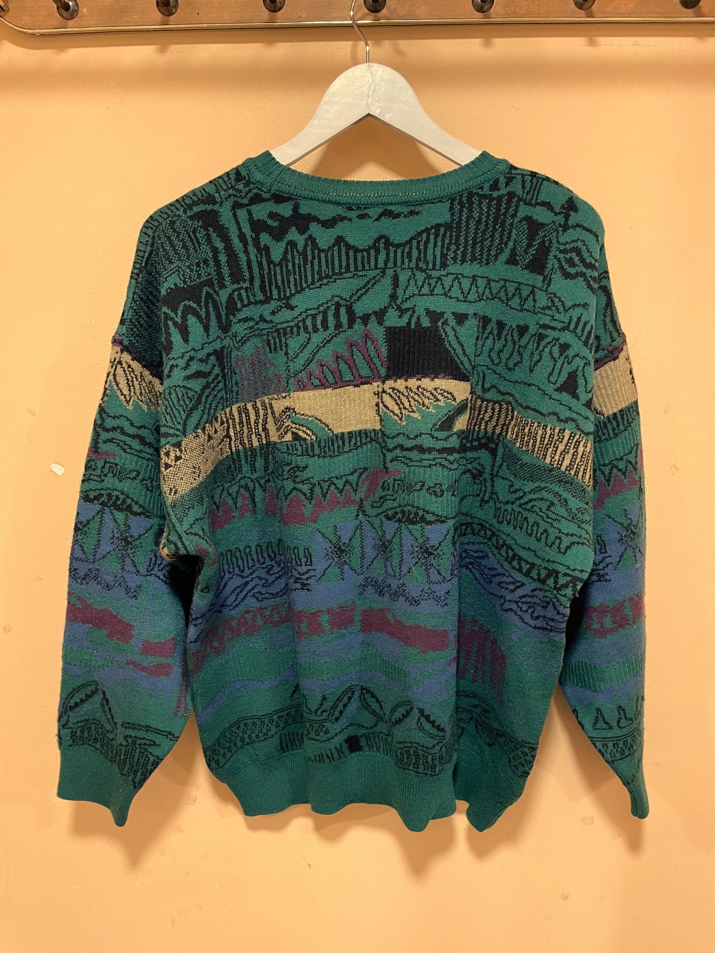 Vintage, Ανδρική Πλεκτή Μπλούζα / Πουλόβερ MONELLO σε Πράσινο χρώμα (XL)