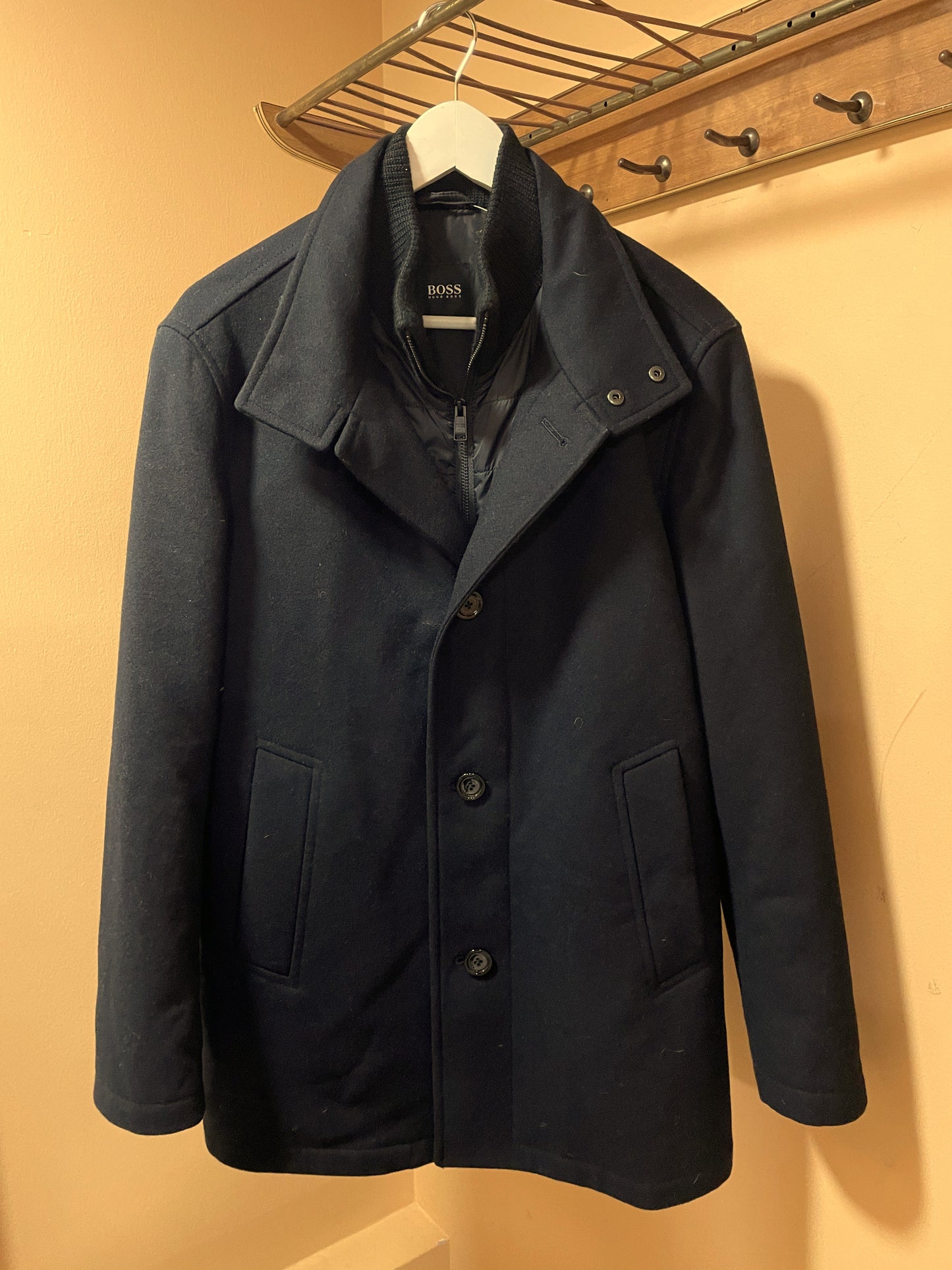 Μάλλινο Ανδρικό Ημίπαλτο HUGO BOSS σε Μαύρο Χρώμα (Medium-No 44)