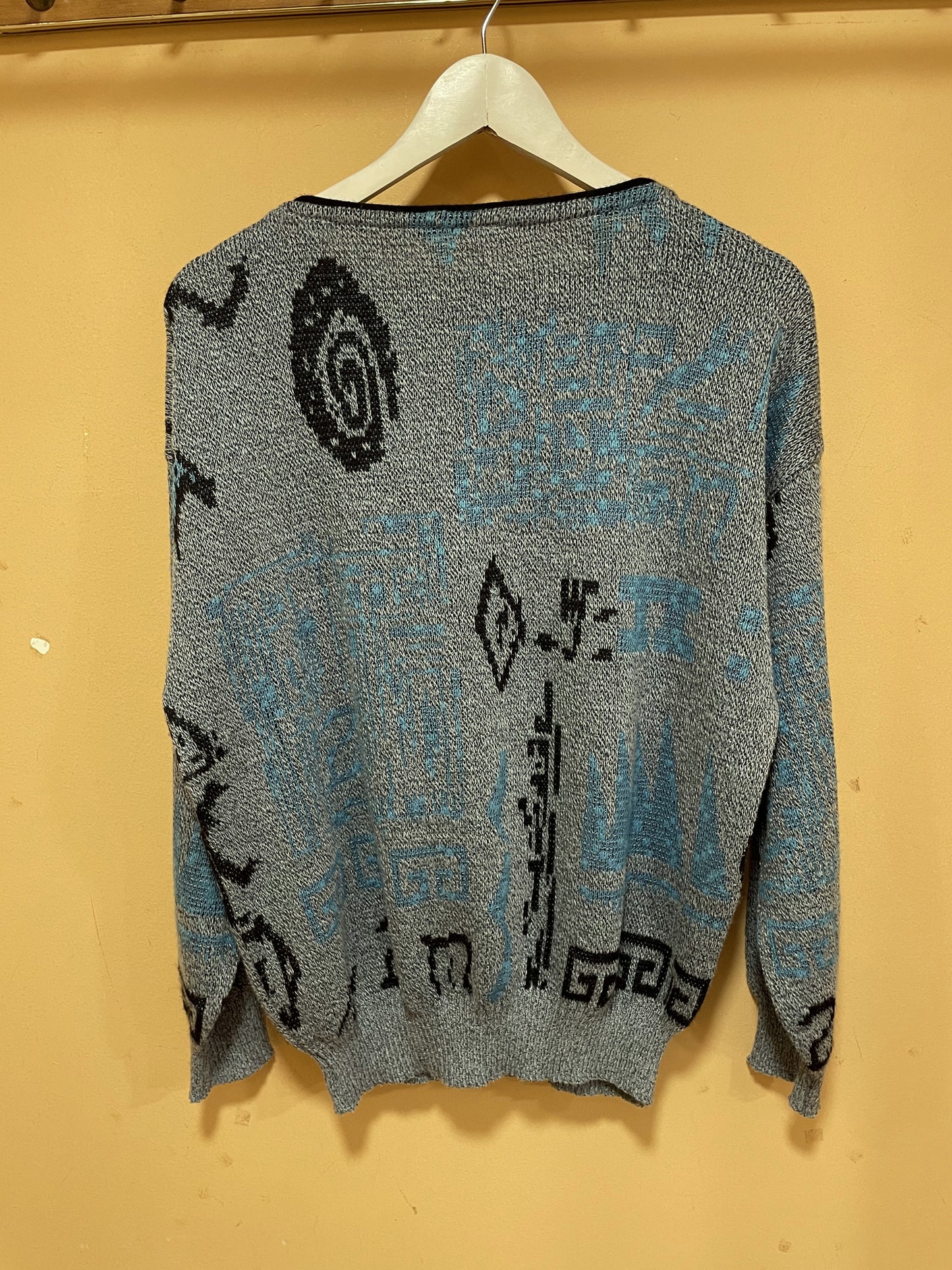 Vintage, Γυναικεία Πλεκτή Μπλούζα / Πουλόβερ σε Σιέλ Χρώμα (Large)