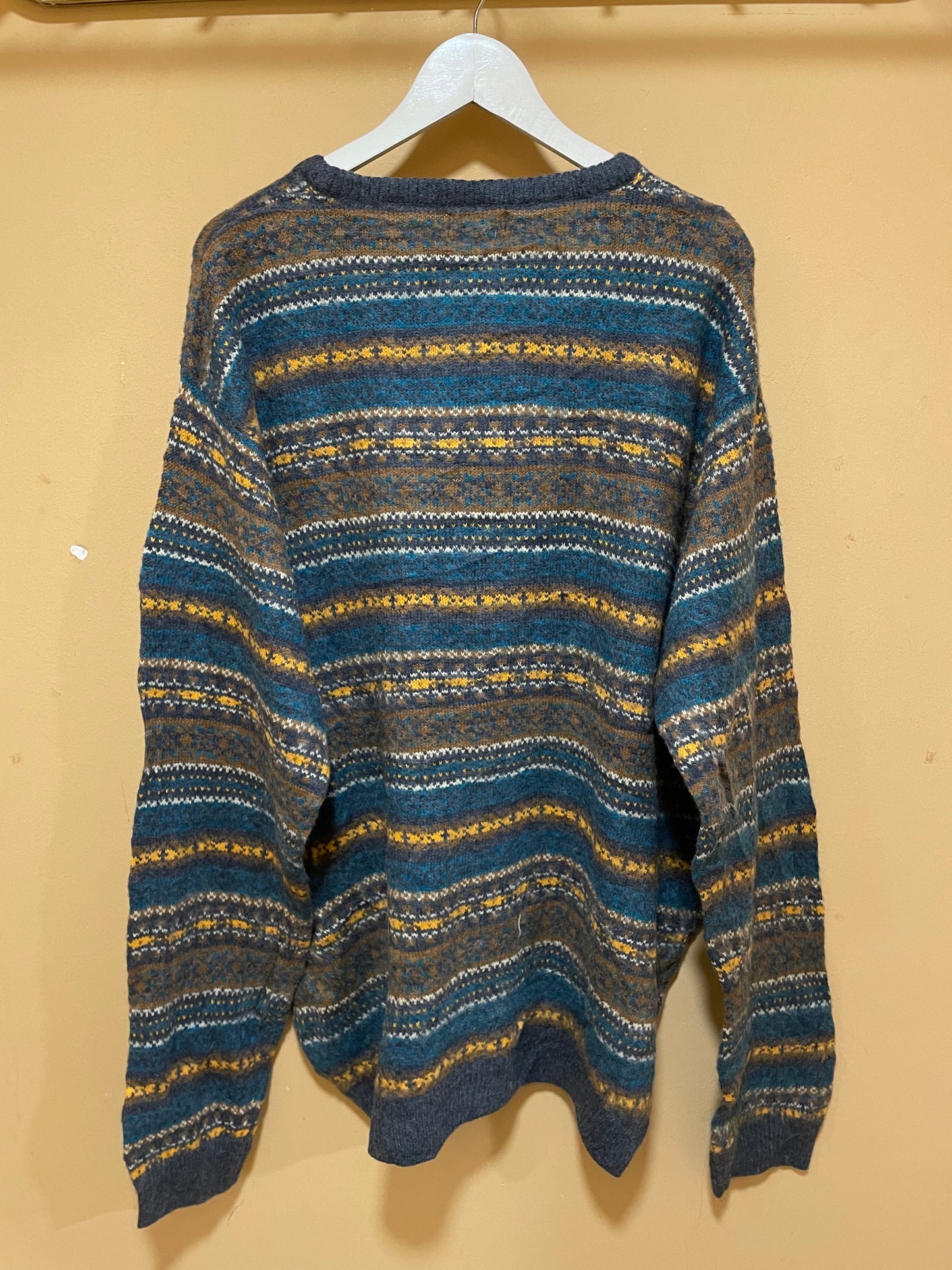 Stock, Ανδρική Πλεκτή Μπλούζα / Πουλόβερ JACAMO σε Πετρόλ / Μουσταρδί χρώμα (Oversized 2XL)