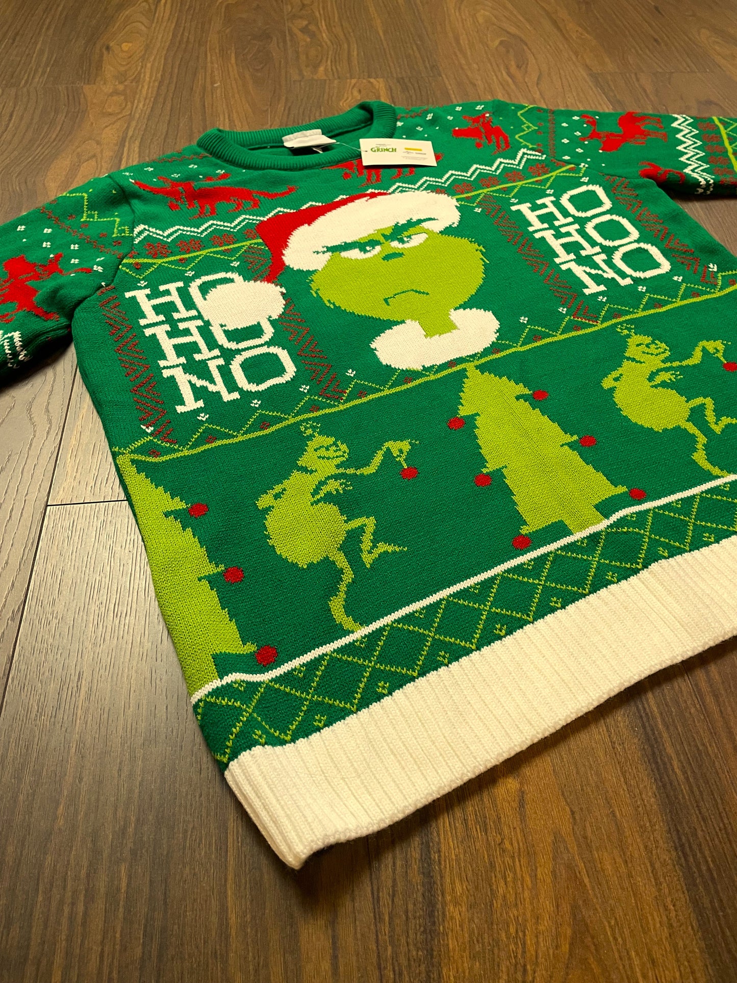 Stock, Χριστουγεννιάτικη, Πλεκτή Μπλούζα/Πουλόβερ GRINCH σε Πράσινο Χρώμα (L/XL)