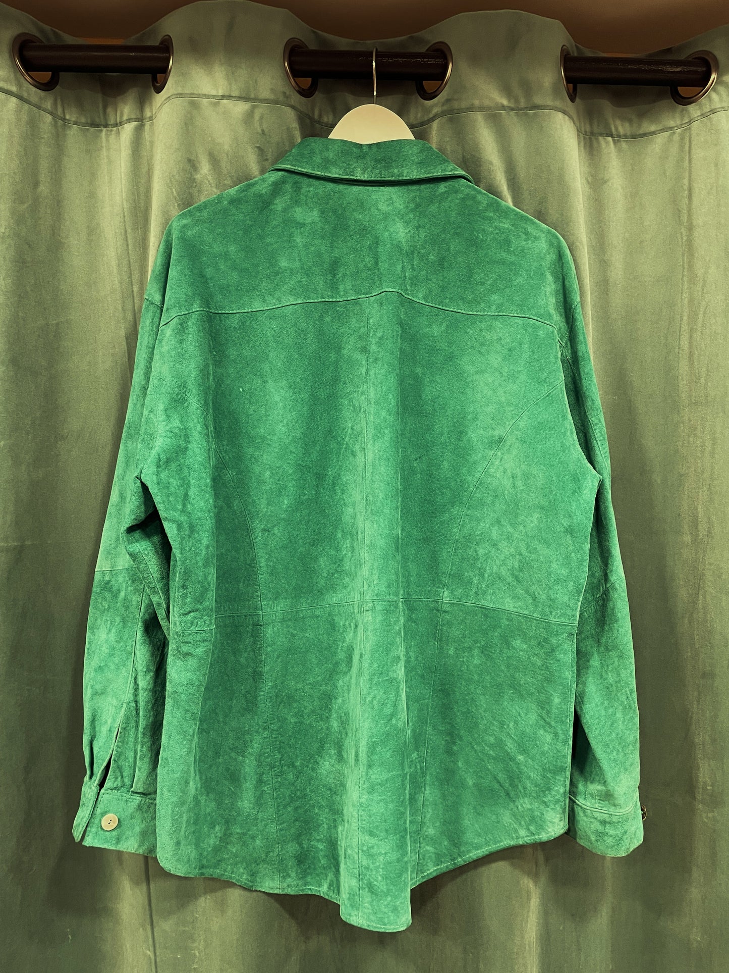 Vintage, Δερμάτινο Γυναικείο Τζάκετ Στυλ Πουκάμισου GIORGIO MOBIANI σε Πράσινο χρώμα (XL)