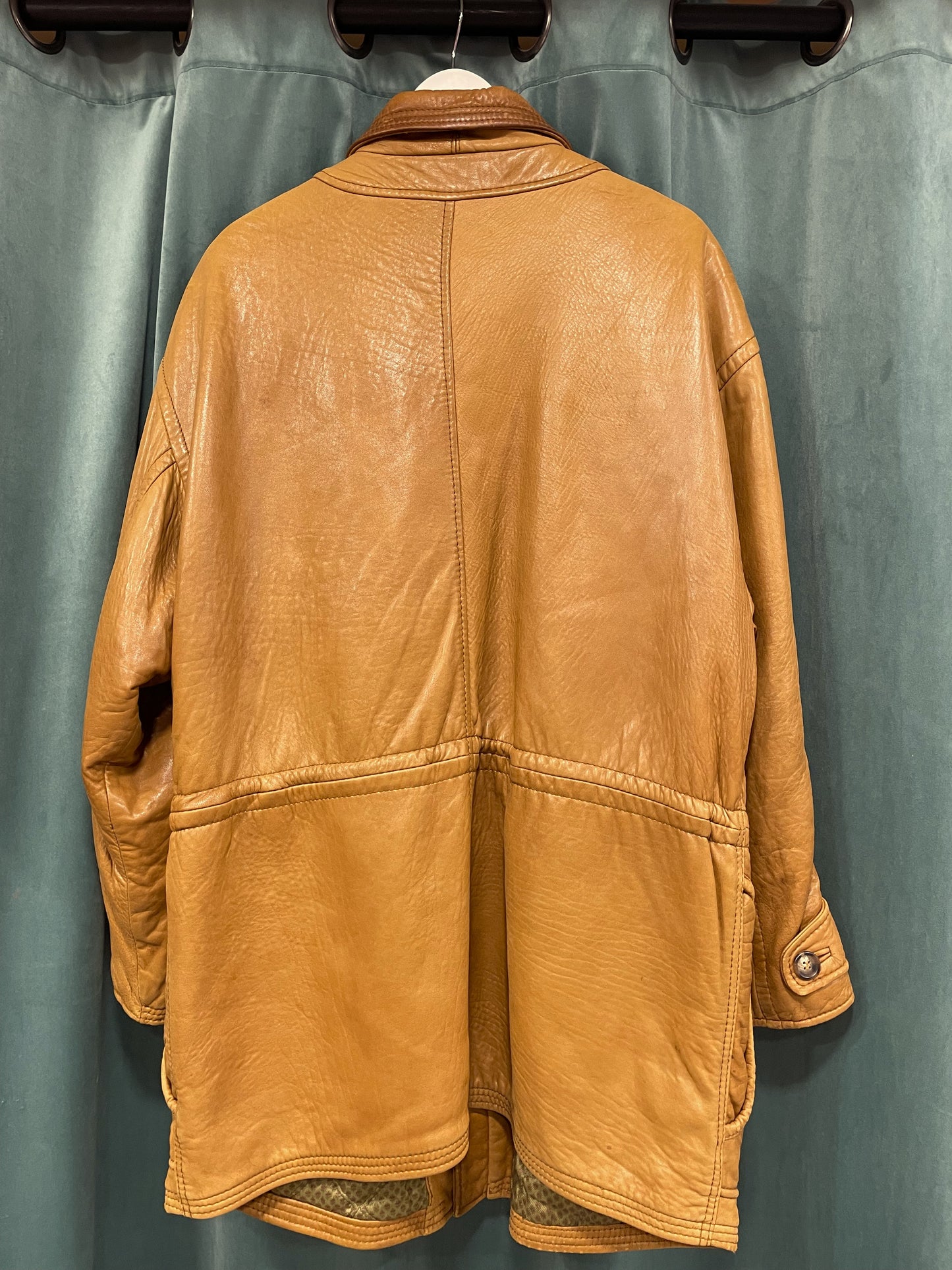 Vintage, Ιταλικό, Δερμάτινο Ανδρικό Μπουφάν σε Καφέ χρώμα (XL)