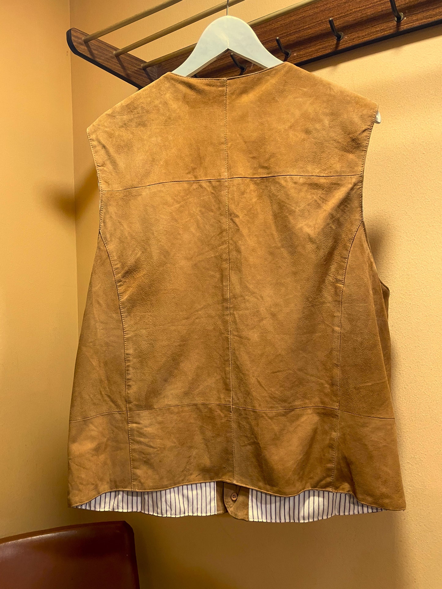 Vintage, Δερμάτινο Aνδρικό Γιλέκο BARISAL σε Καφέ Ανοιχτό Χρώμα (L/XL)