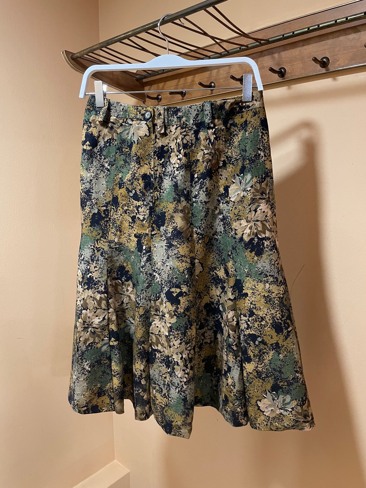 Εμπριμέ, Vintage Φούστα σε Καφέ χρώμα (Medium)