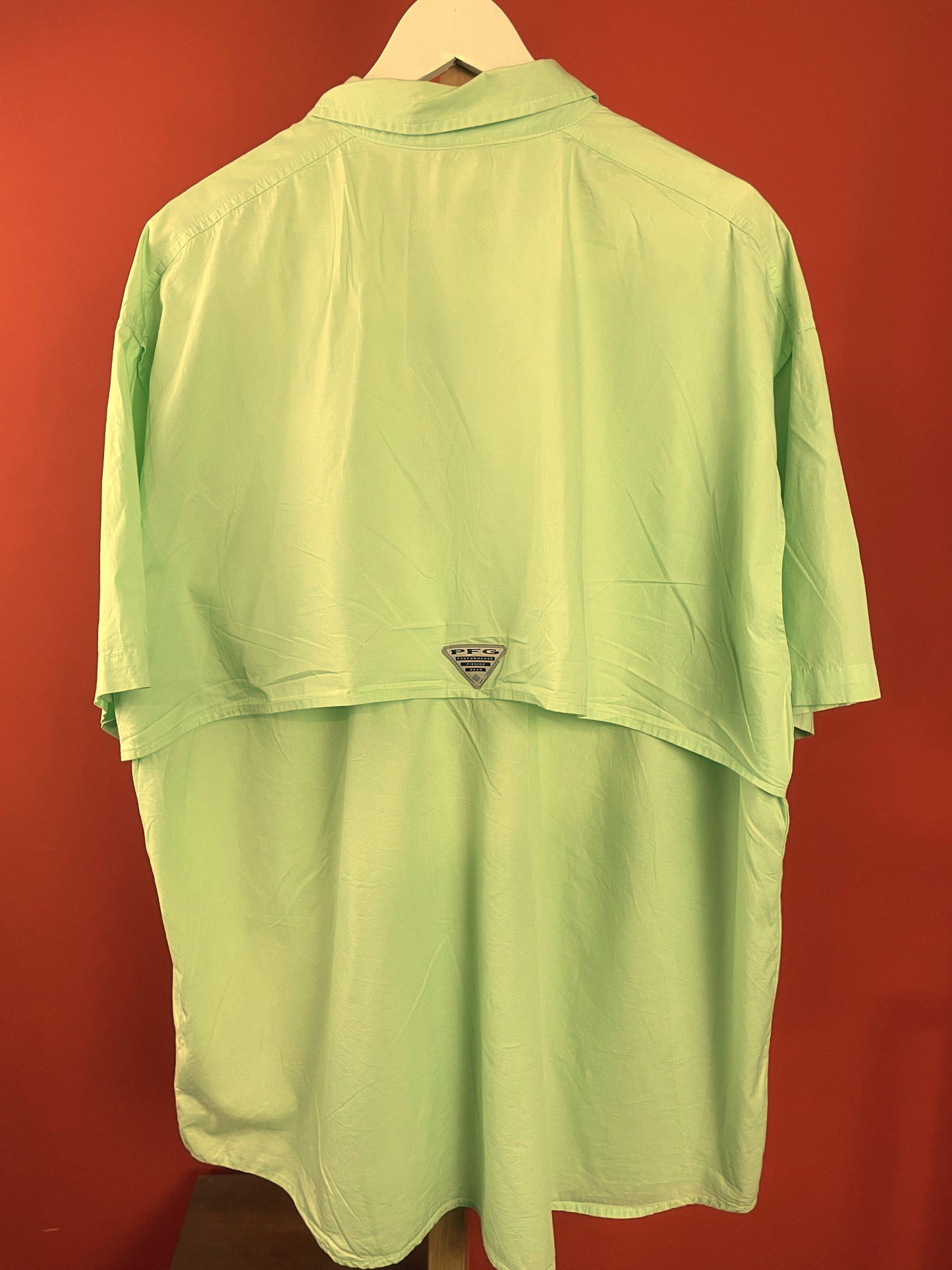 Σπορ, Κοντομάνικο Ανδρικό Πουκάμισο COLUMBIA σε Λαχανί χρώμα (XL - Άνετη γραμμή, καλύπτει και 2XL)