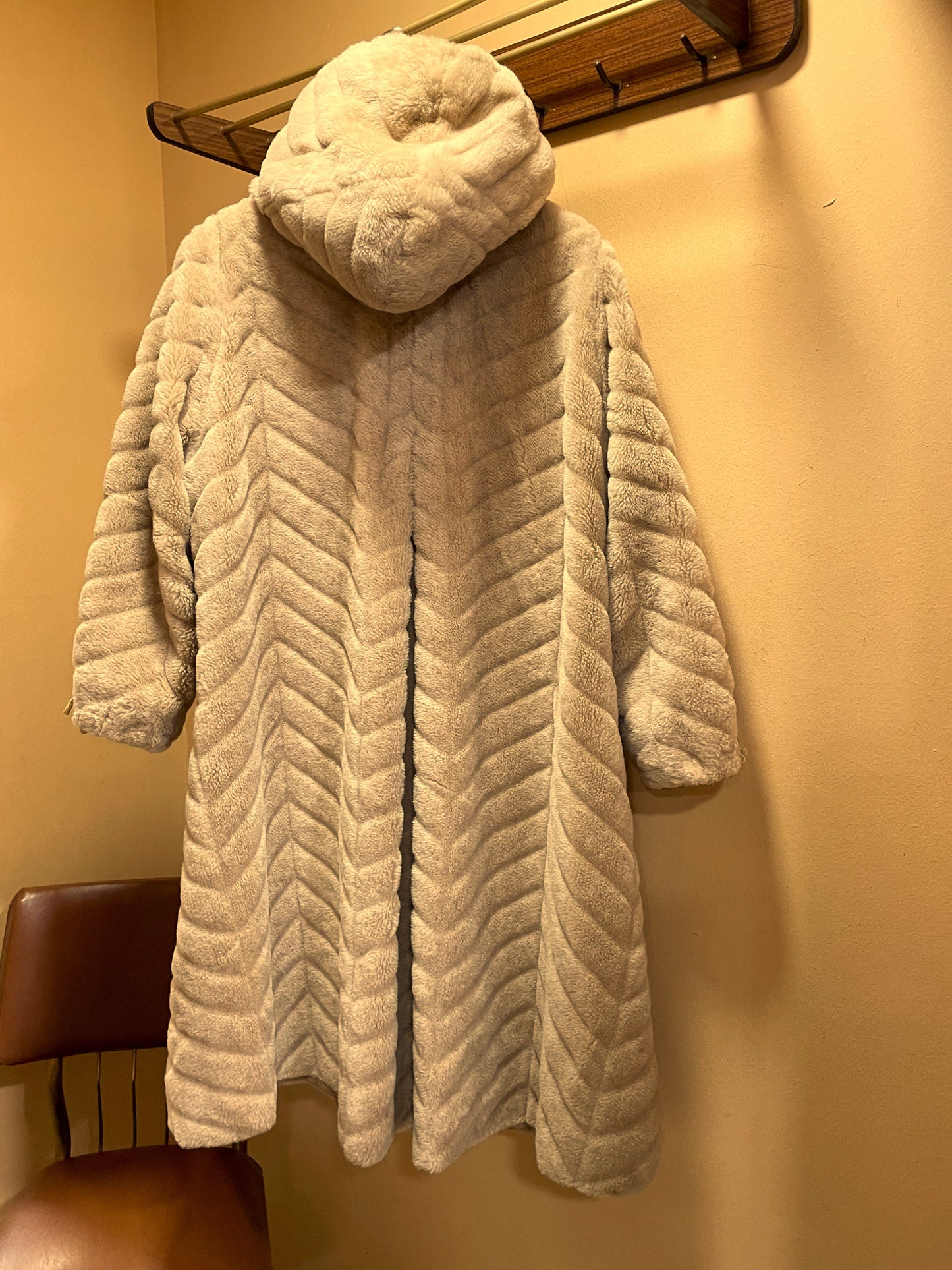 Vintage, Οικολογική Γούνα με Κουκούλα KARL LOREN 3 σε Μπεζ χρώμα (Ανετο M-L)