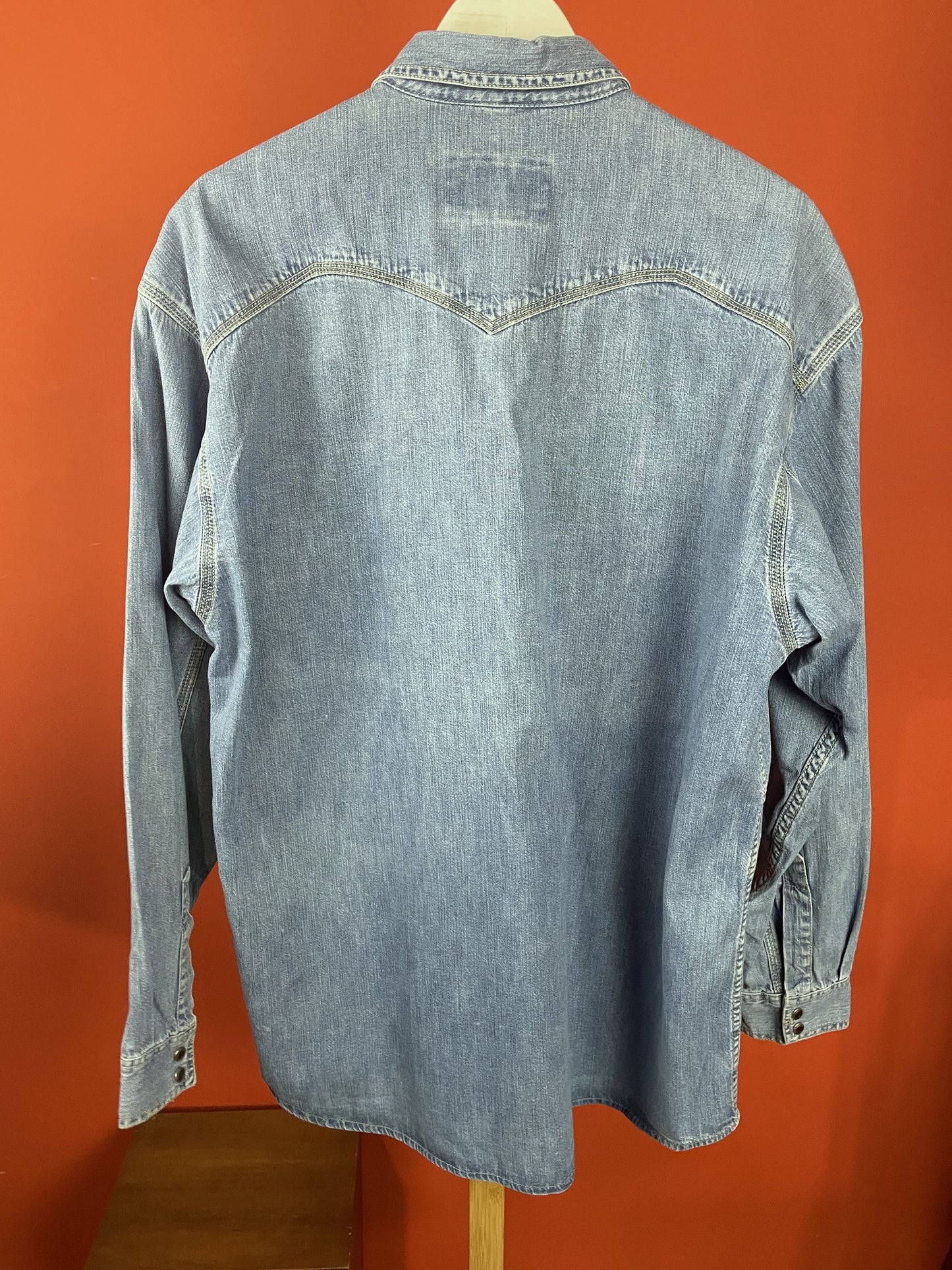 Vintage, Ανδρικό Τζιν Πουκάμισο MARC O' POLO Blue Hawk σε Σιέλ χρώμα (Άνετο M - Καλύπτει και L)