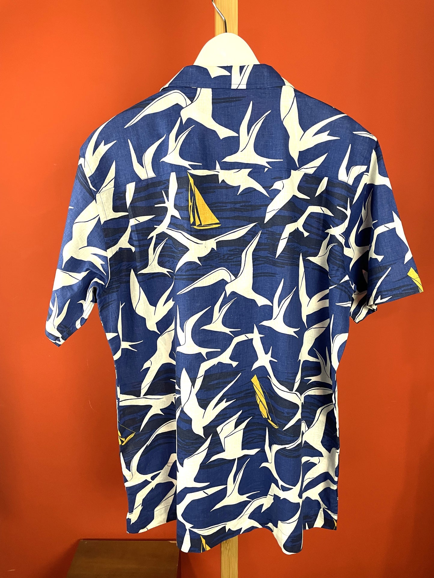 Stock, Hawaiian Style Ανδρικό Πουκάμισο από Λινό και Βαμβάκι BLAZER σε Μπλε - Λευκό χρώμα (Medium)