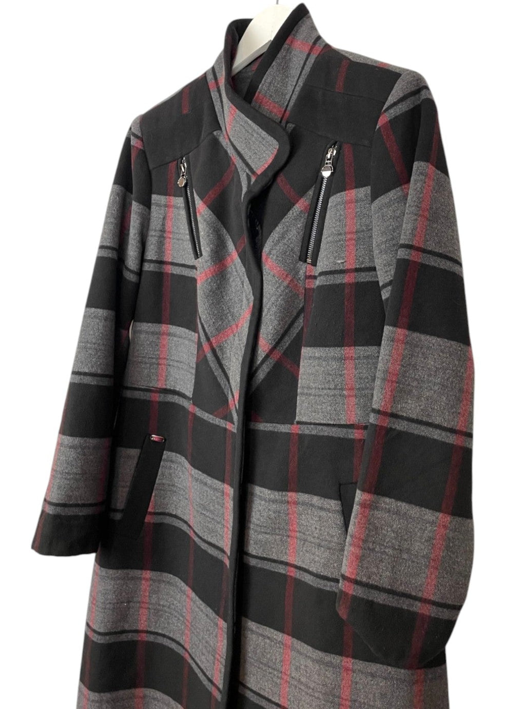 Γυναικείο Καρό Παλτό ZUHRE σε Γκρι/Μαύρο χρώμα (Small)
