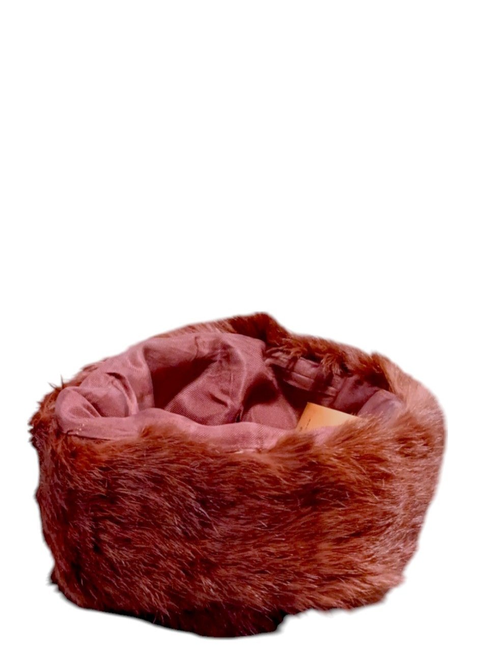 Vintage Καπέλο από Φυσική Γούνα σε Καφέ Χρώμα