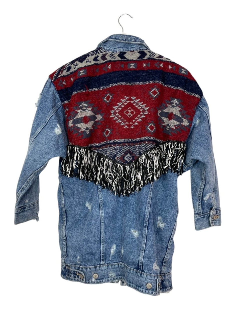 Vintage Style, Γυναικείο Τζιν Τζάκετ ZARA σε Κλασικό-ξεθωριασμένο Denim (S/M)