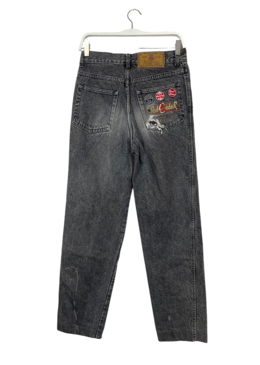 Vintage, Ψηλόμεσο Γυναικείο Τζιν Παντελόνι WAMPUM σε Γκρι Denim (Small)