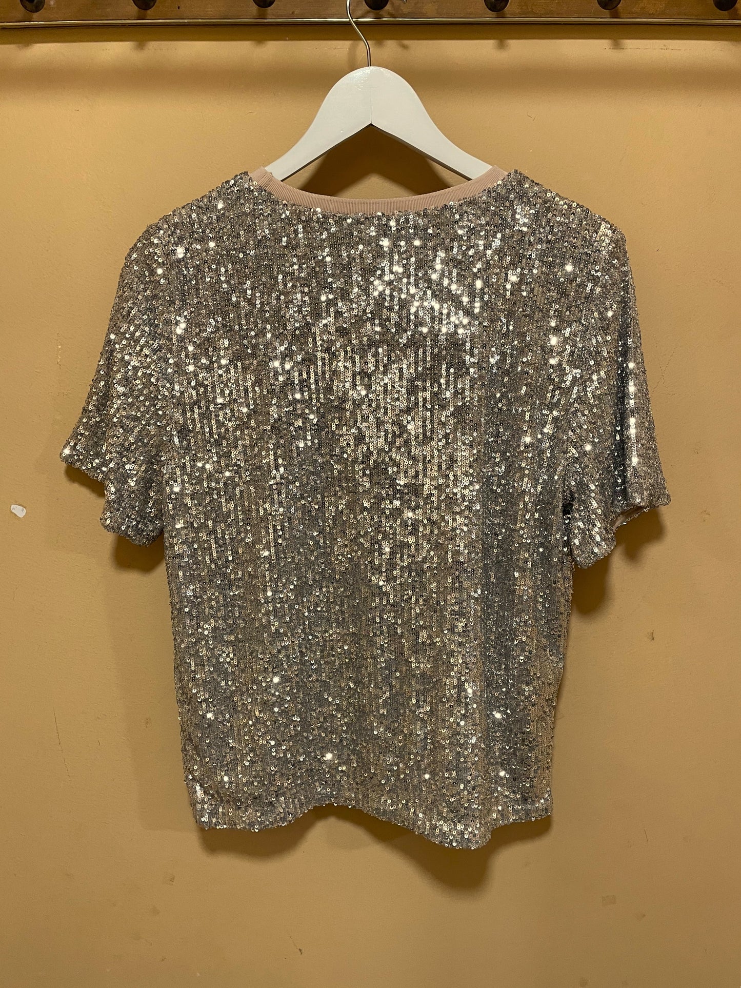 Γυναικεία, Αμπιγιέ Μπλούζα με παγιέτες M&S σε Μπεζ - Ασημί χρώμα (Medium)