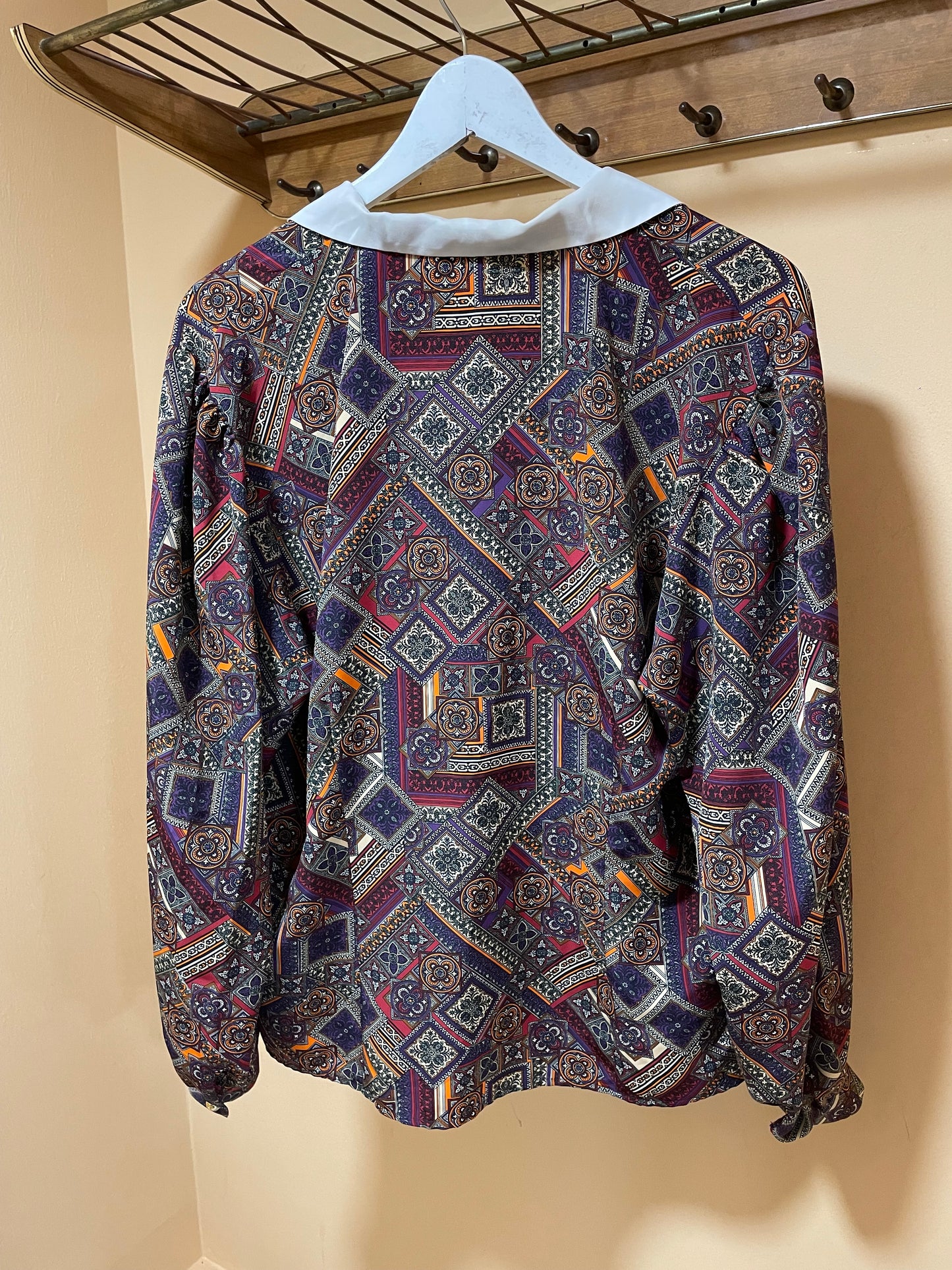 Ιταλικό, Vintage, Εμπριμέ Γυναικείο Πουκάμισο MARCELLO CIONI (Άνετο Large)