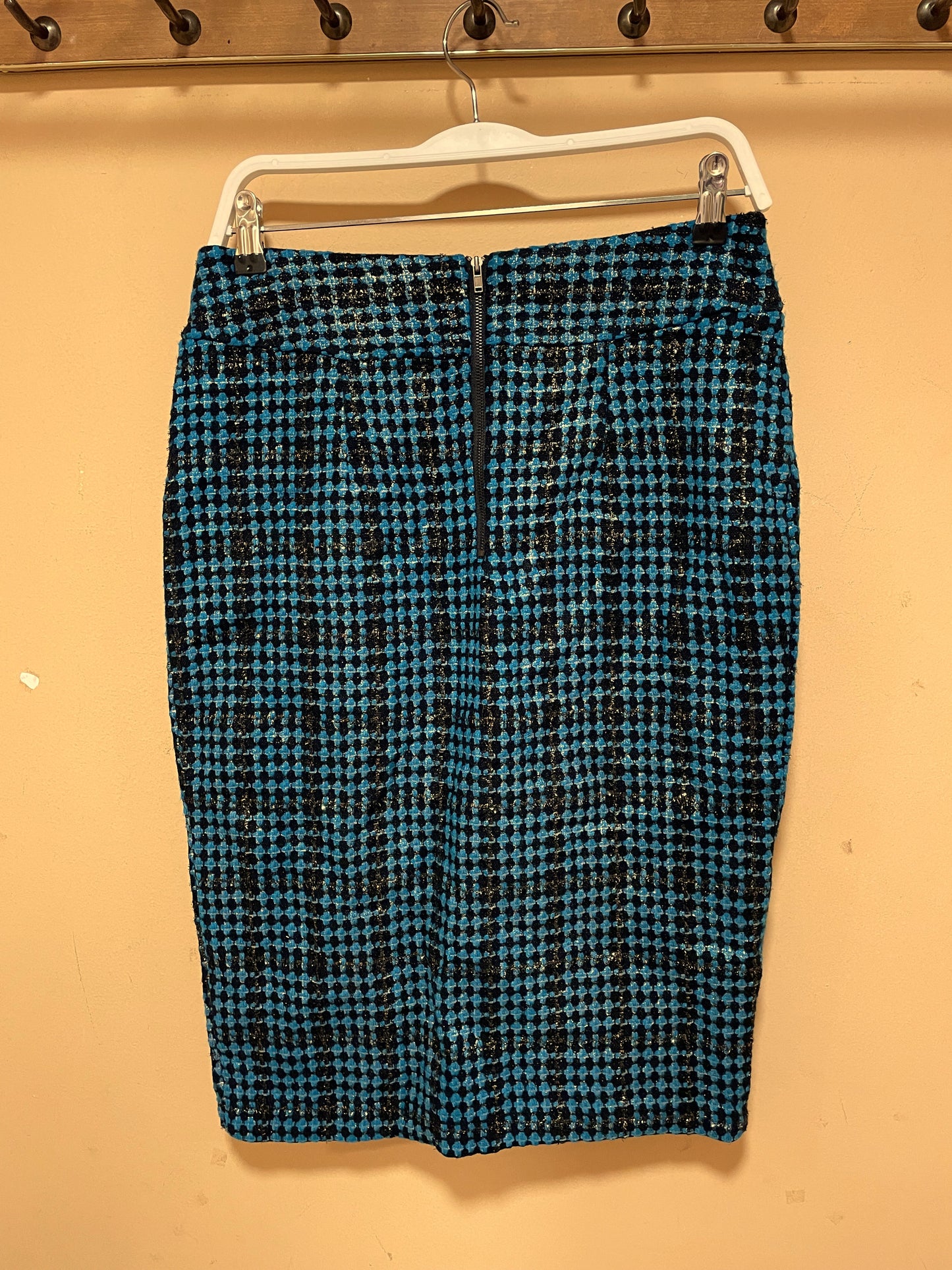 Lurex, Midi Φούστα RN London σε Μαύρο - Σιέλ χρώμα (Σχετικά άνετο Small)