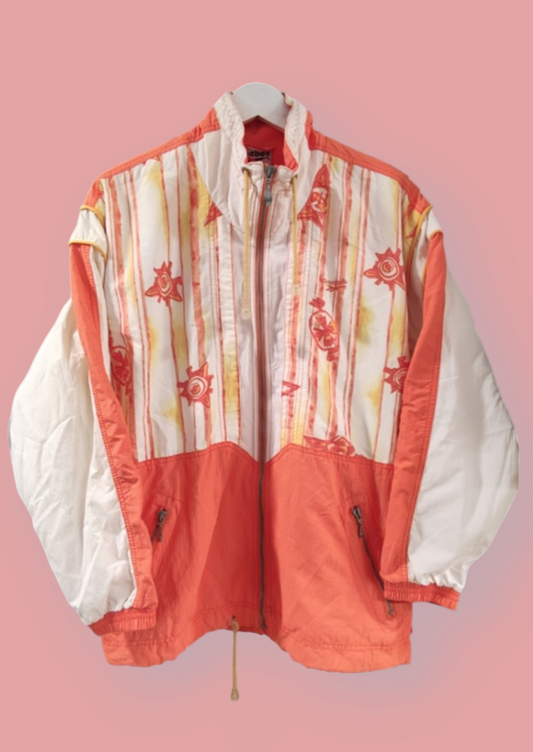 Vintage, Γυναικεία Αθλητική Ζακέτα - Πανωφόρι REEBOK σε Πορτοκαλί χρώμα (Large)