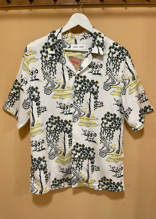 Hawaiian Ανδρικό Πουκάμισο SAMSOE σε Λευκό - Πράσινο
