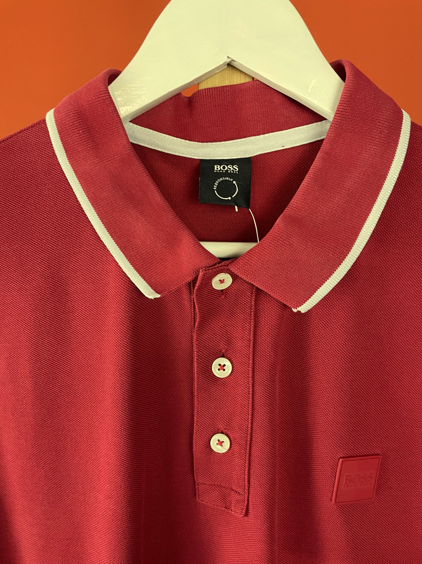 Ανδρικο polo Τ-Shirt HUGO BOSS σε Βυσσινί χρώμα (Medium)