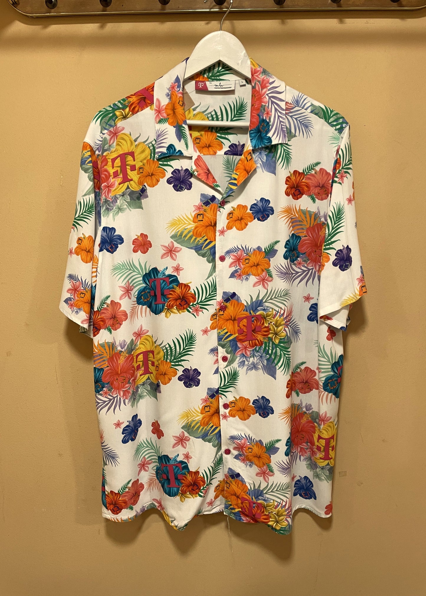 Hawaiian Ανδρικό Πουκάμισο MARINA HOERMANSEDER σε Λευκό χρώμα (Large)