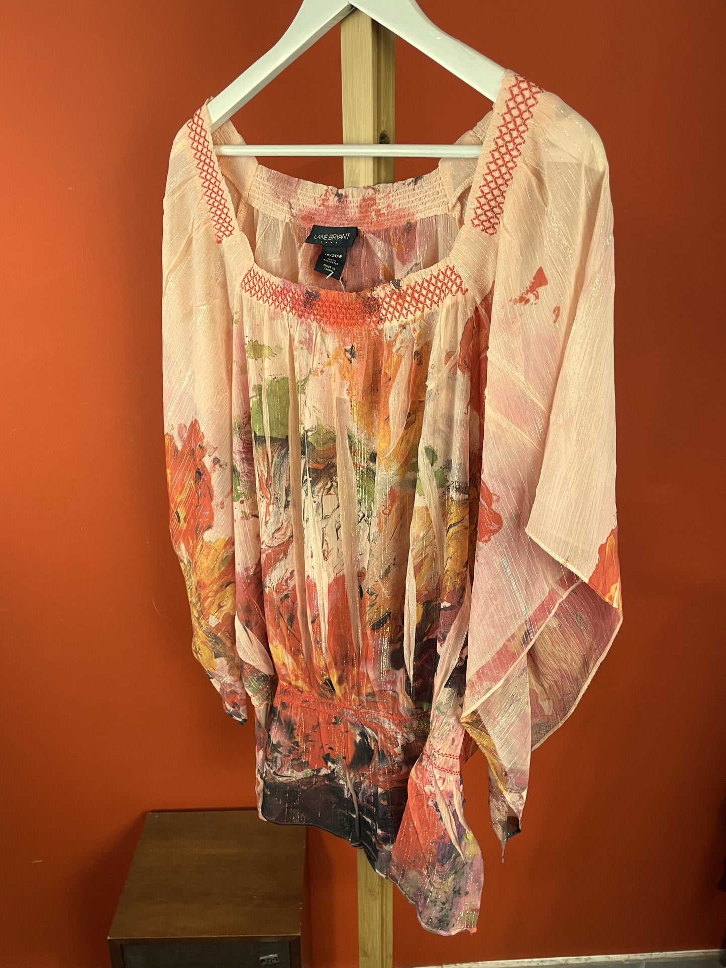 Stock, Αραχνοΰφαντη Μπλούζα LANE BRYANT σε Ροδακινί χρώμα (2XL)