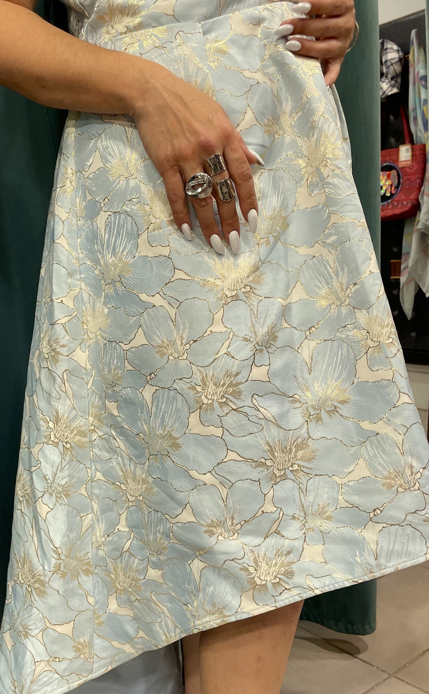 Αμπιγιέ Φόρεμα CHI CHI London σε Σιέλ χρώμα με Lurex Ίνες (Large)