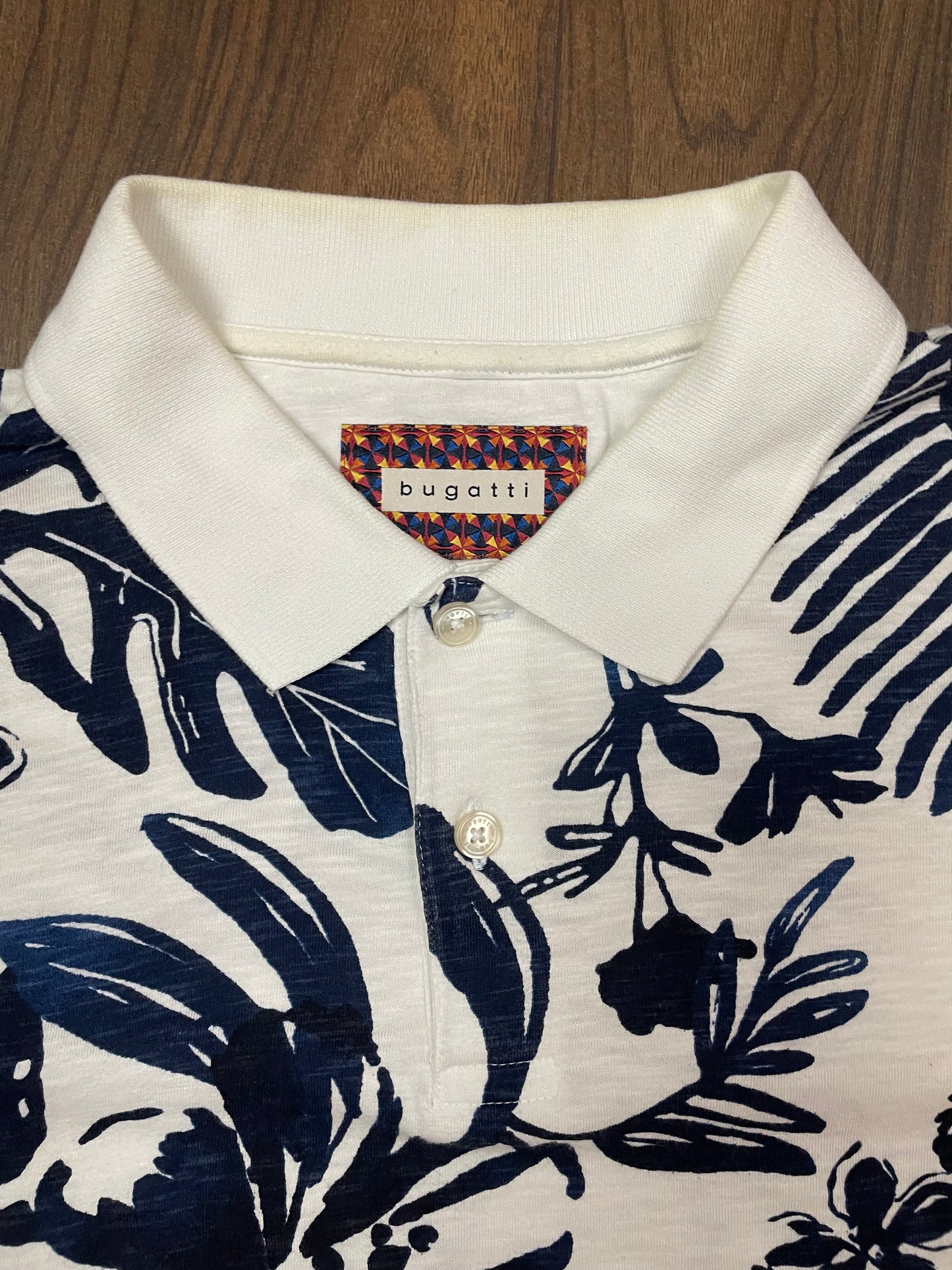 Ανδρικό T-Shirt BUGATTI Polo Style σε Λευκό-Μπλε χρώμα (XL)