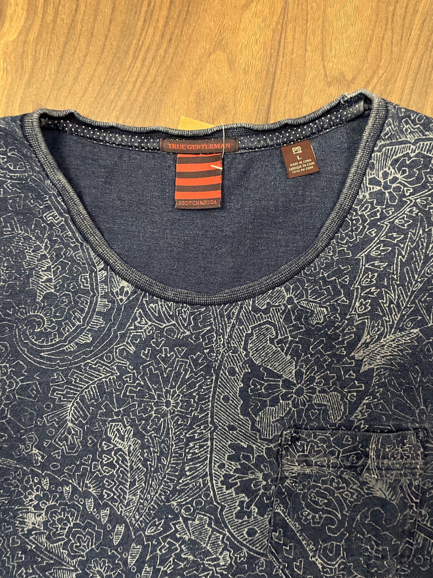 Εμπριμέ Ανδρικό T-Shirt SCOTCH & SODA True Gentleman σε Μπλε - Πετρόλ χρώμα (M/L)