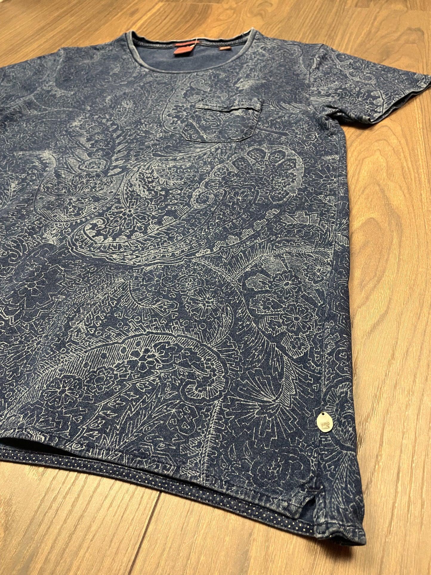 Εμπριμέ Ανδρικό T-Shirt SCOTCH & SODA True Gentleman σε Μπλε - Πετρόλ χρώμα (M/L)