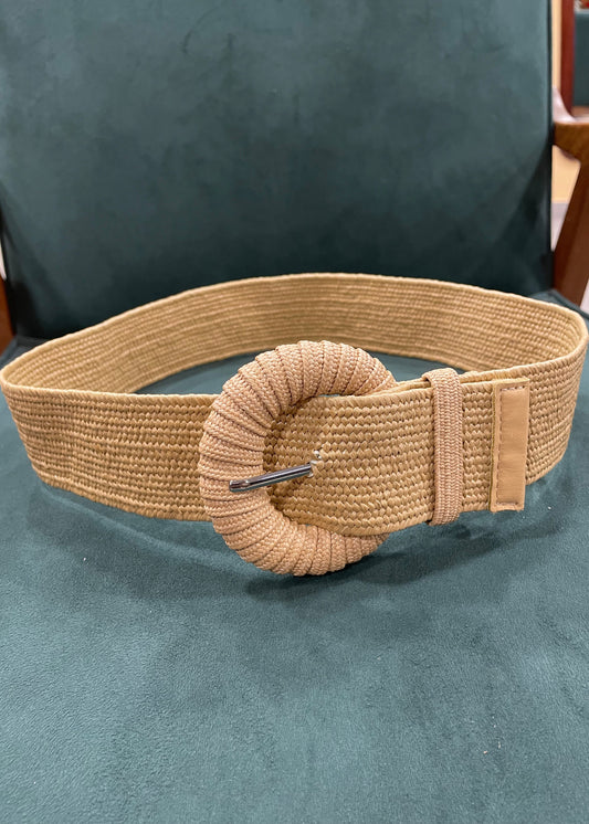 Ψάθινη Style, Ελαστική Ζώνη PRIMARK με Τόκα σε Μπεζ χρώμα (Small)