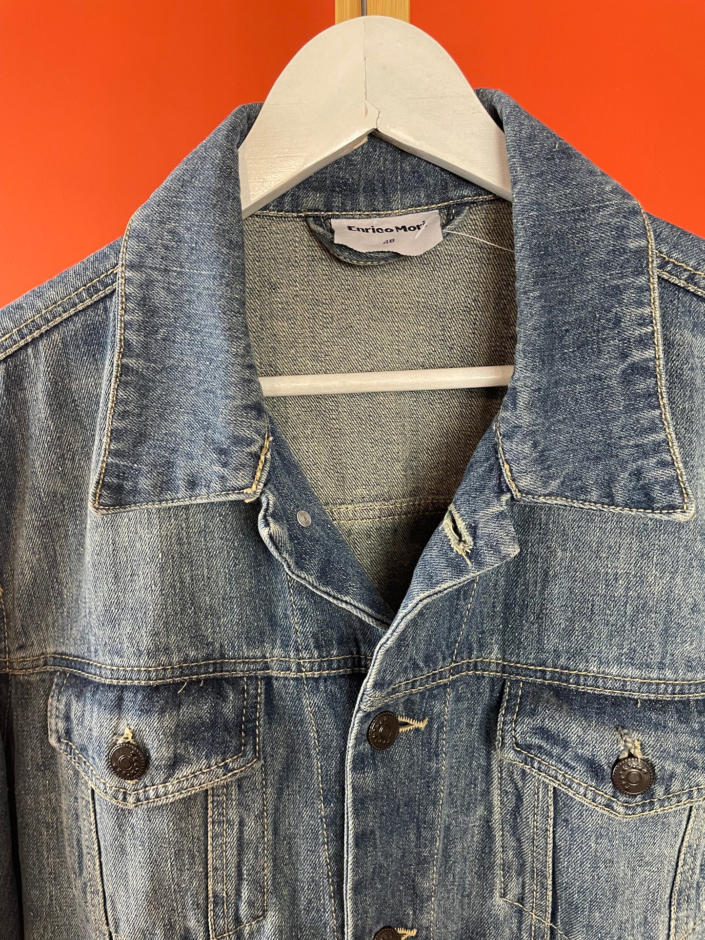 Ανδρικό Τζιν Τζάκετ ENRICO MORI σε Ξεθωρισμένο Denim (No48-Medium)