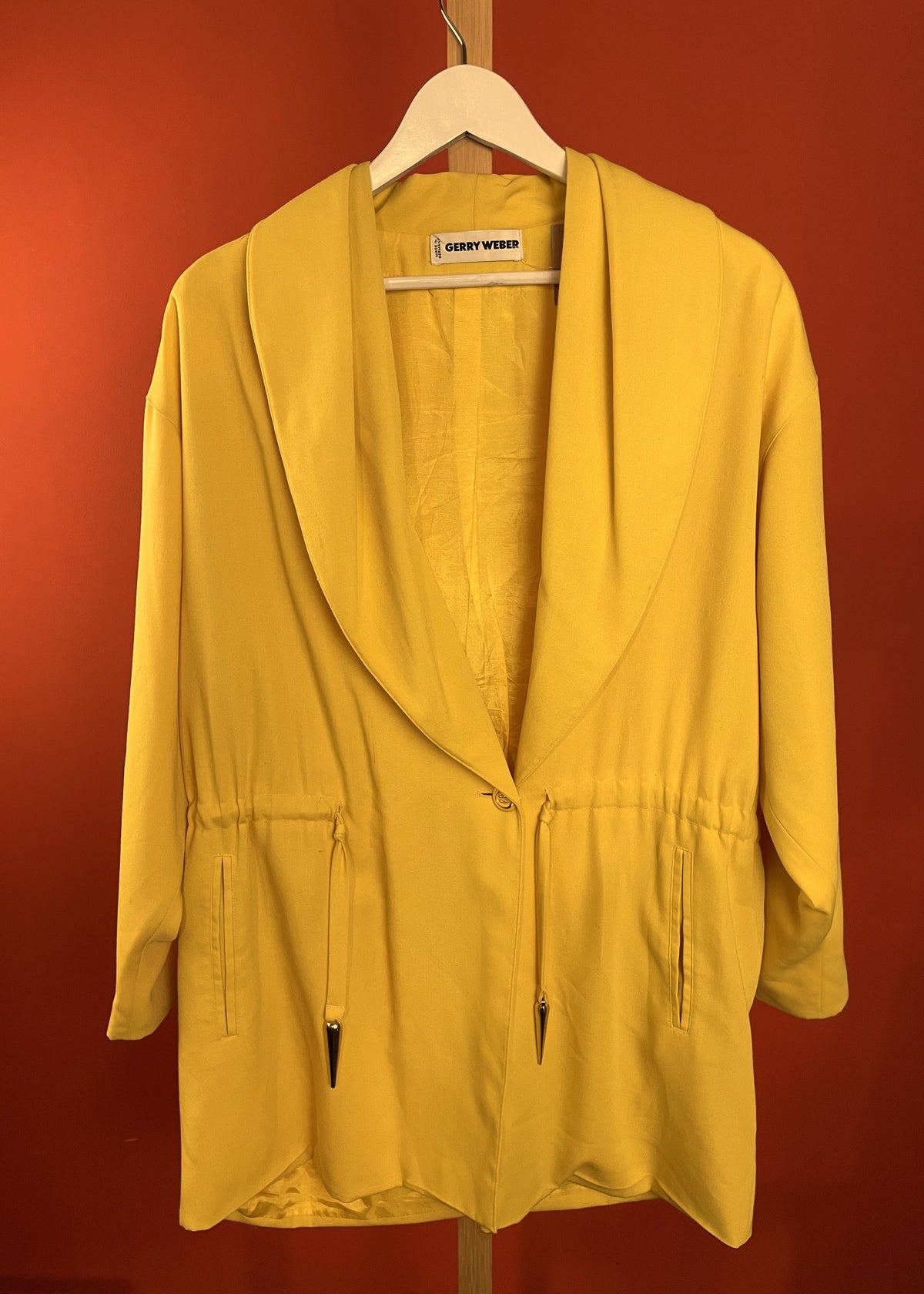Wool Blended, Vintage Style Γυναικείο Τζάκετ GERRY WEBER σε Κίτρινο χρώμα (Άνετο L-Καλύπτει και XL)