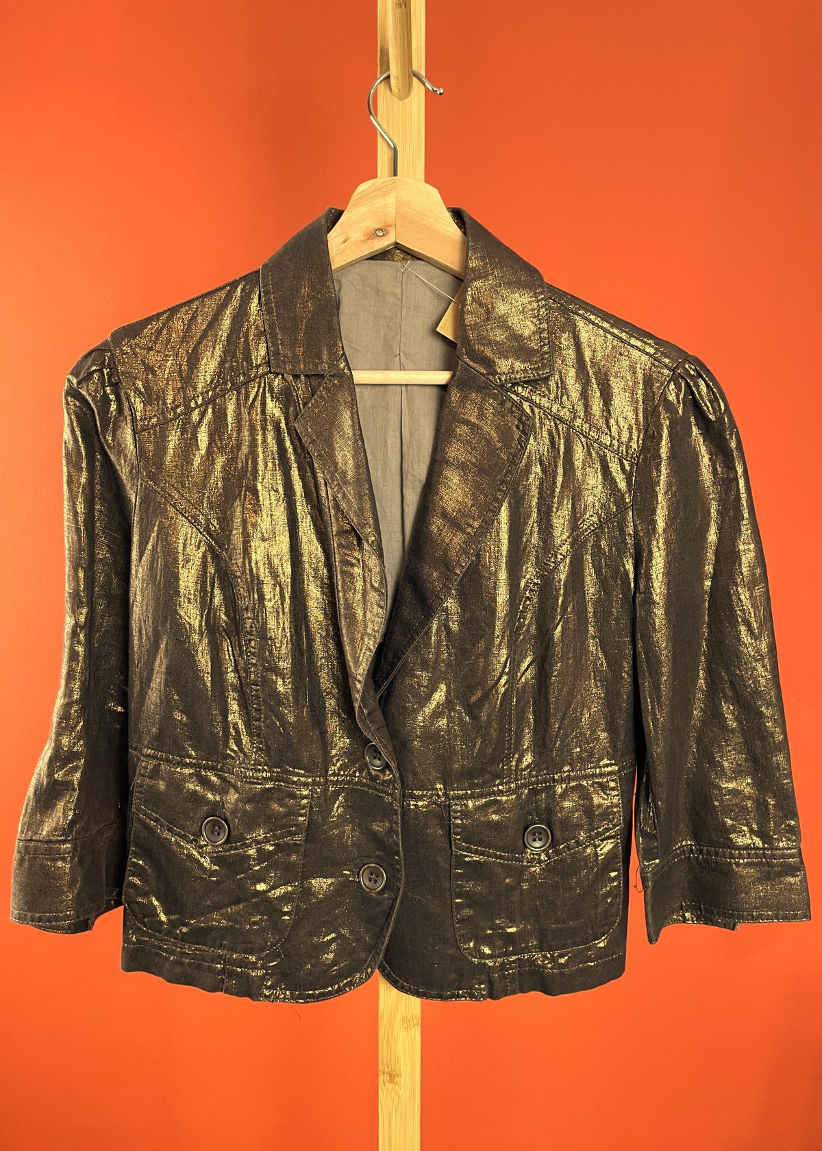 Ιταλικό, Linen Blended Γυναικείο Τζάκετ / Σακάκι BRONZO BRONZO σε Μπρονζέ χρώμα (Small)