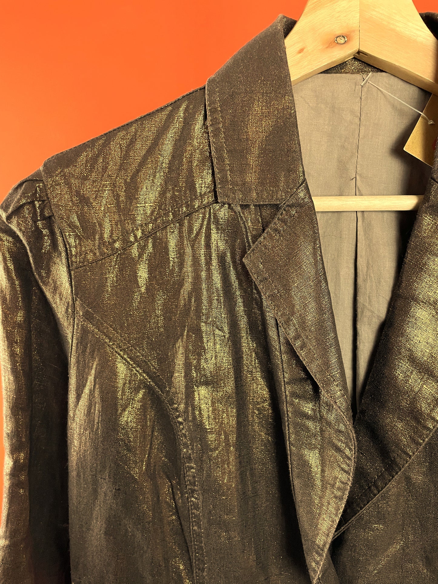 Ιταλικό, Linen Blended Γυναικείο Τζάκετ / Σακάκι BRONZO BRONZO σε Μπρονζέ χρώμα (Small)