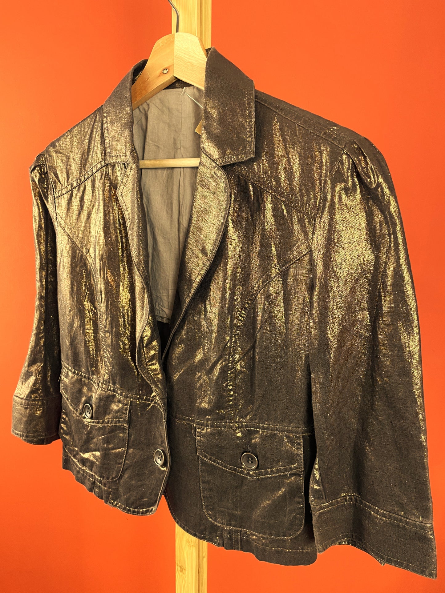 Ιταλικό, Linen Blended Γυναικείο Τζάκετ / Σακάκι BRONZO BRONZO σε Μπρονζέ χρώμα (Small)