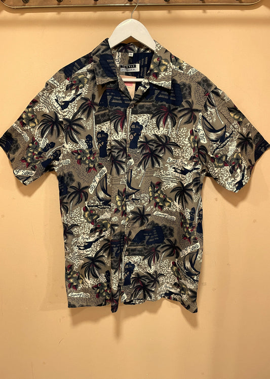 Hawaiian Ανδρικό Πουκάμισο ANGELO LITRICO σε Λαδί - Χακί χρώμα (Oversized M)