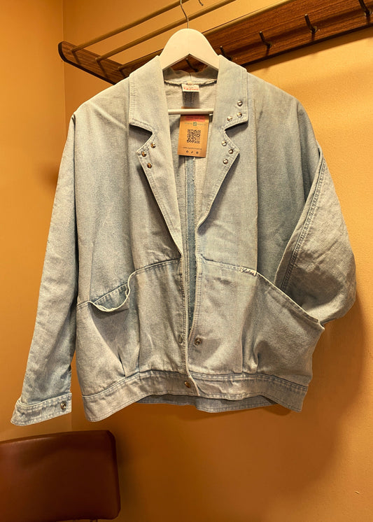 Vintage, Γυναικείο Τζιν Τζάκετ LAFINA σε Ξεθωριασμένο Denim (Oversized M - Άνετο L)