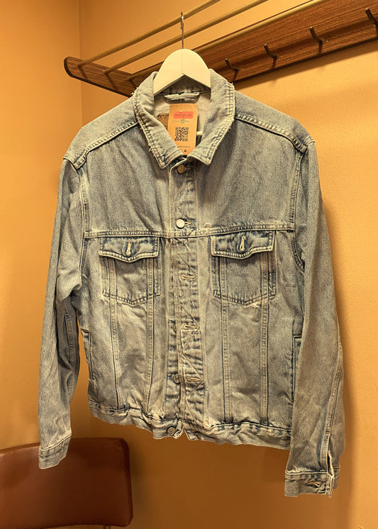 Vintage, 80s Ανδρικό Τζιν Τζάκετ SAVVY σε Ξεθωριασμένο Denim (Άνετο M)